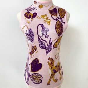 Fate Jacquard Pink and Purple Graphic Tank Top Sleeveless Sweater